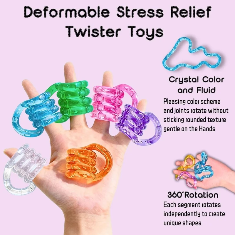 Multicolor Twisty Chain Sensory Fidget Toys Quiet Gift Relax Decompression Fidget Spin Twist Chain Anti Anxiety Alternative Toys