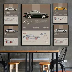 Vintage Supercars Specs Ferrari Porsche Racing Artwork Poster Canvas Painting Prints Wall Art For Living Room Boys Home Decor