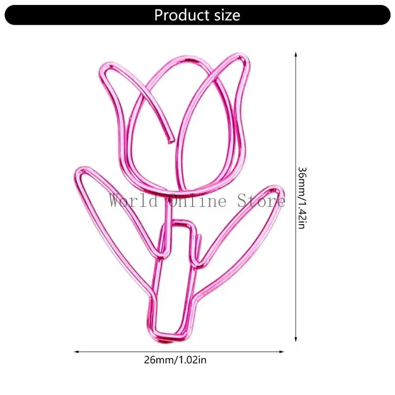 20 PCS Metal Planner Clips Tulips Clips Office Clips Metal Decorative Clips 87HC
