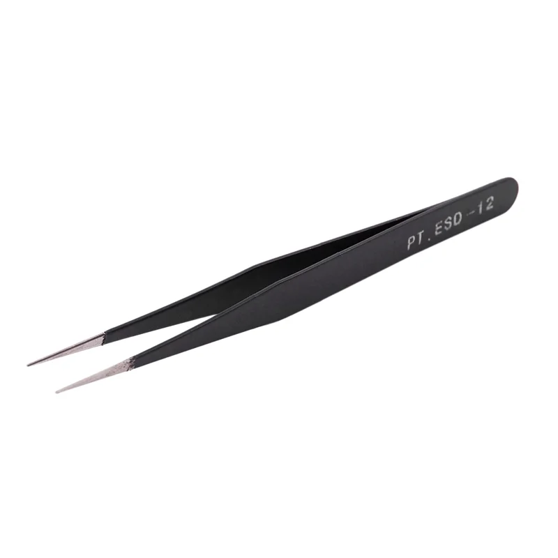 ABIT 6X Nail Art Strass Wimpers Verlenging Rechte en gebogen pincet Gereedschapsset-zwart