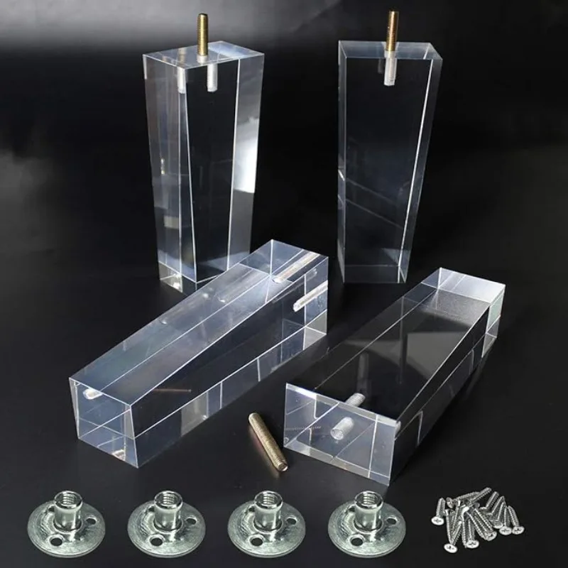 Furniture Sofa Legs Clear  Arcrylic 6inch Bench Leg Modern Cabinet Cupboard Coffee Table Legs Pyramid Couch Feet Set of 2