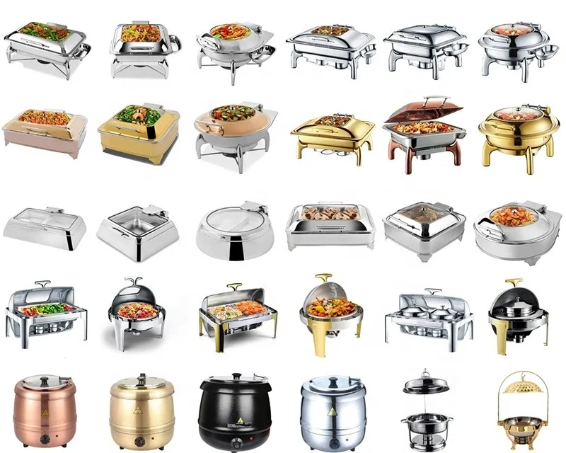 1pcs Roll-Top Chafing Dish Buffet Set Stainless Steel Chaffing Dishes Buffet Food Warmer Set for hotel Restaurant