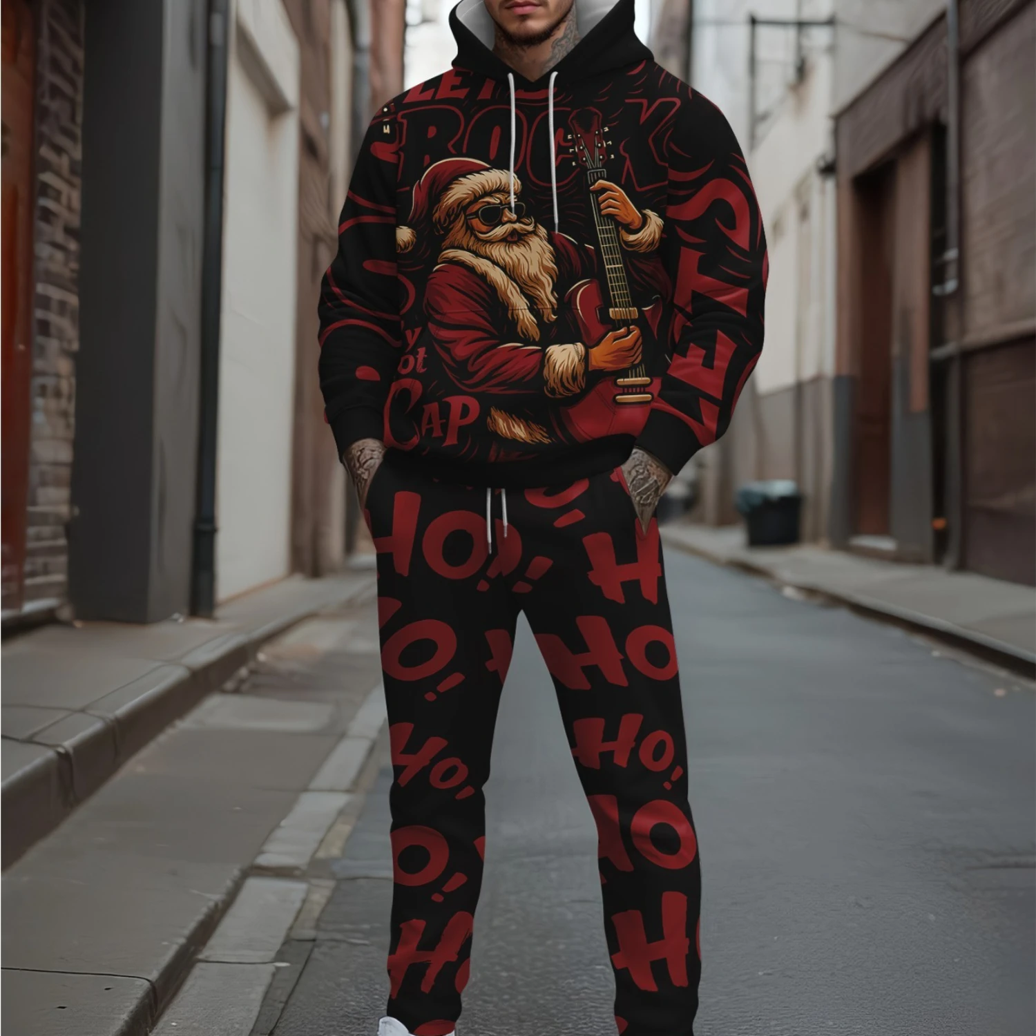 New Christmas Santa Claus 3D Printed Men's Hoodies Suit Casual Fashion Oversized Sweatshirts+Sweatpants 2-piece Set Men Clothing