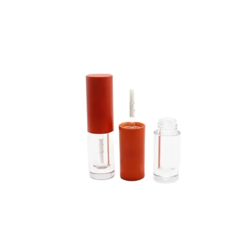 

Containers Empty Lip Gloss Base 1.5ml Mini Cute Round Shape Orange Lid DIY Makeup Plastic Packaging Lipgloss Tubes Refillable