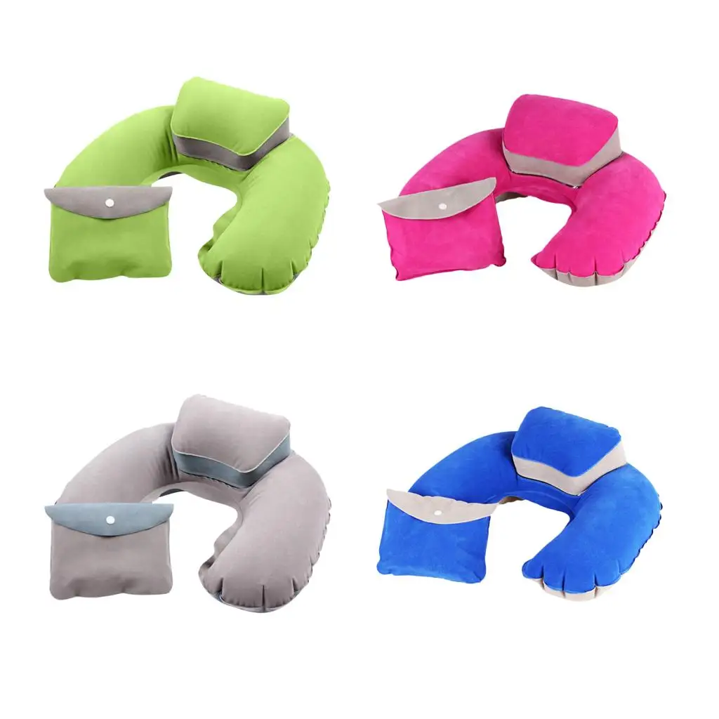 U Shape Neck Pillow, Super Soft Portable Inflatable Travel Pillow for Airplane