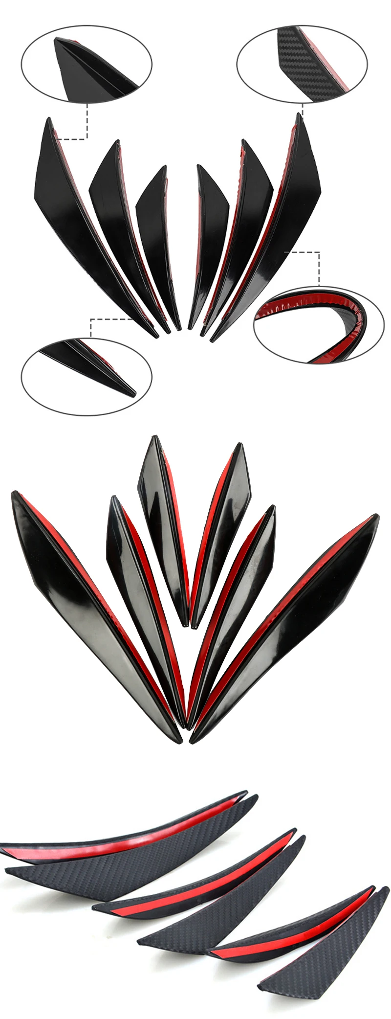 Auto Anti-Kollision Zubehör Frontschürze Lip Diffusor Body Spoiler Carbon Fiber Splitter Flossen – Detail 2