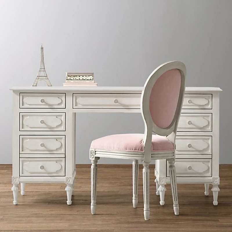 American country retro log desk, furniture study table household solid wood children's desk writing desk