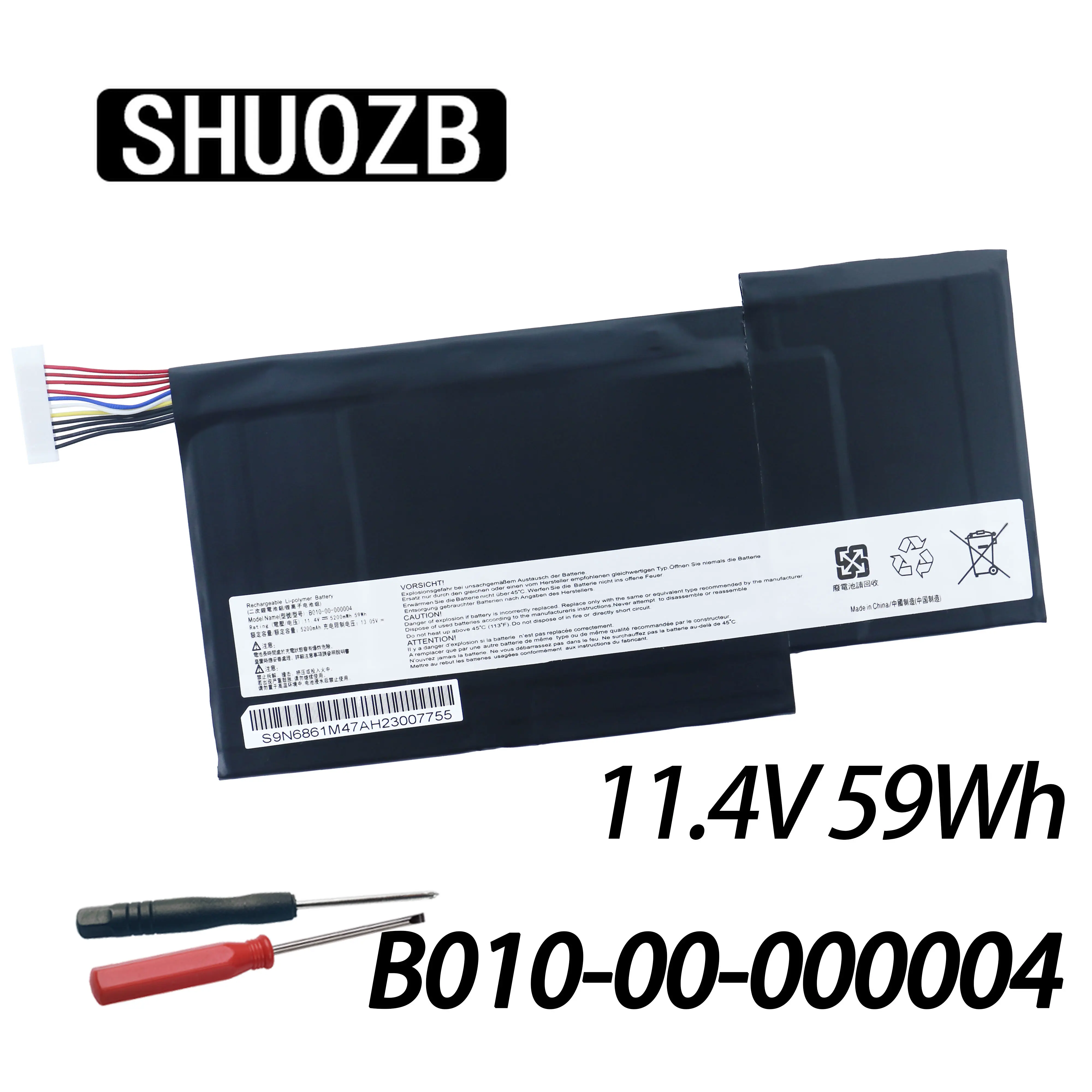 

SHUOZB B010-00-000004 Laptop Battery For Getac Apply to Evga SC15 3ICP6/73/95 11.4V 59Wh 5200mAh New Free Tools