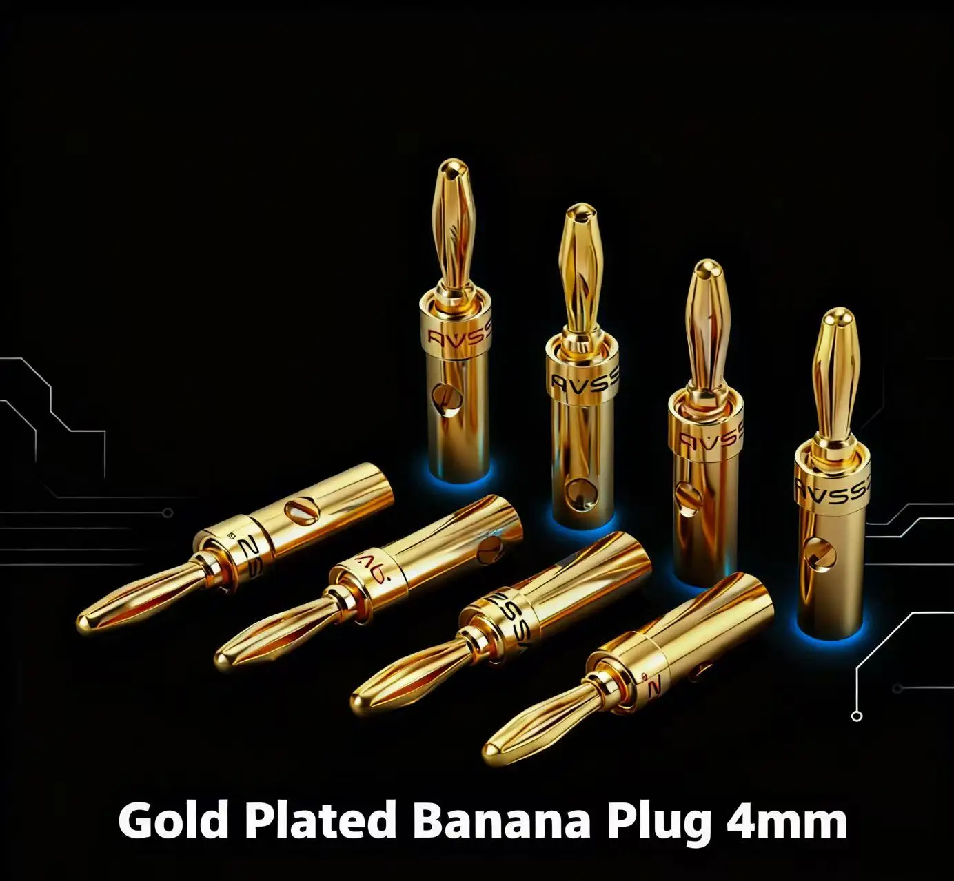 Pure Copper Gold Plated Banana Plug Speaker Wire Connector Solderless Terminal for Amp Receiver Binding Post DIY Repair Y-Type