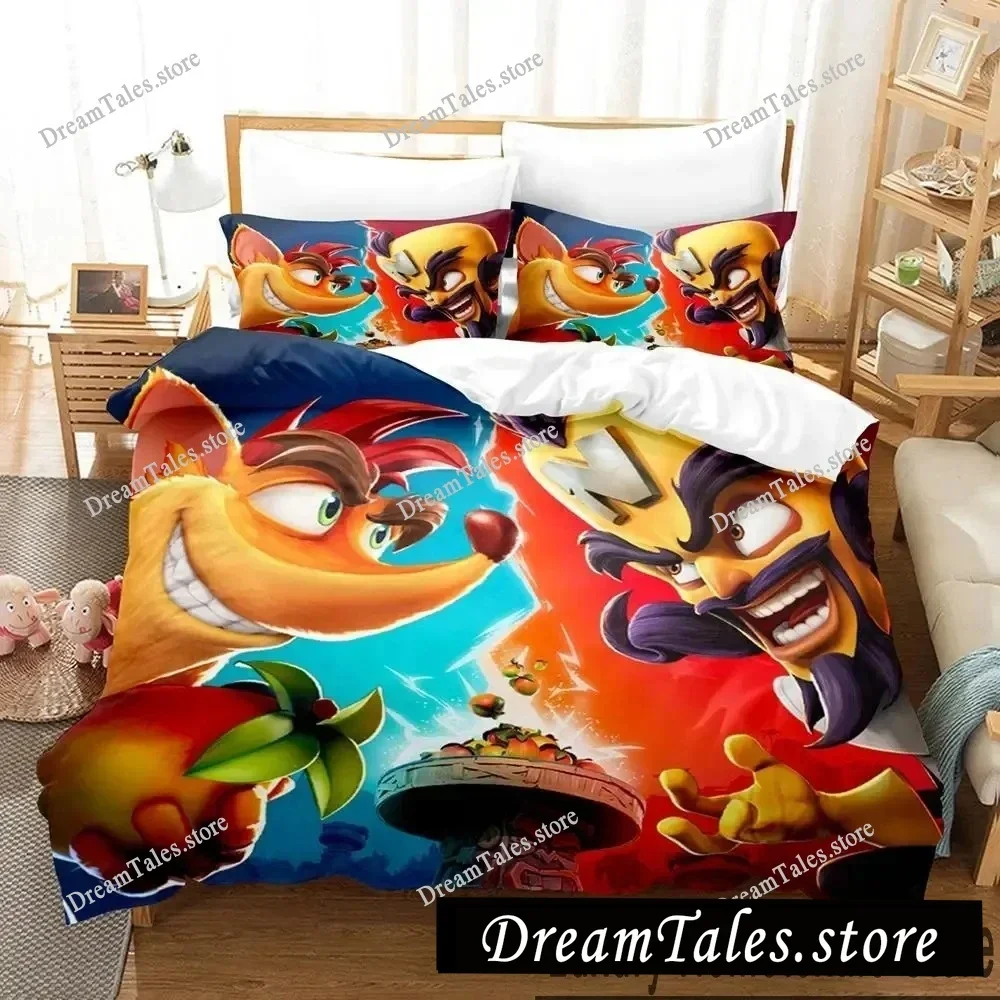 3D Print Crash Bandicoot Game Bedding Set Boys Girls Twin Queen King Size Duvet Cover Pillowcase Bed Boys Adult741