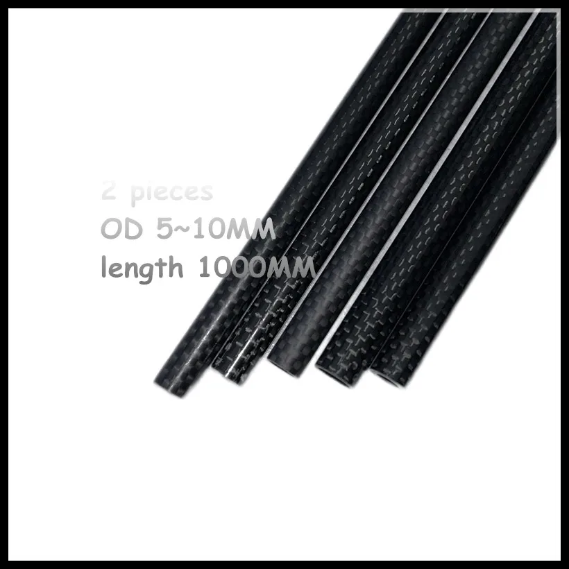 

2pcs 3k Carbon Fiber Tube Length 1000mm x OD5mm 6mm 7mm 8mm 9mm 10mm Roll Wrapped Pipe For RC Airplane Multicopter Arm DIY