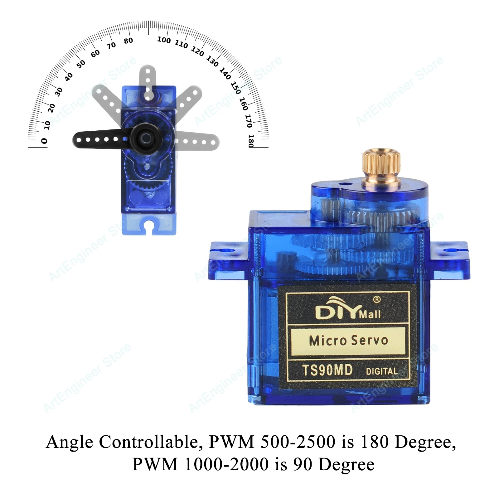 Micro Servo Motor TS90MD Set 90/180/270 degree Angle controllable 4.8V-6V Metal gear simulation steering gear for RC Planes 9g