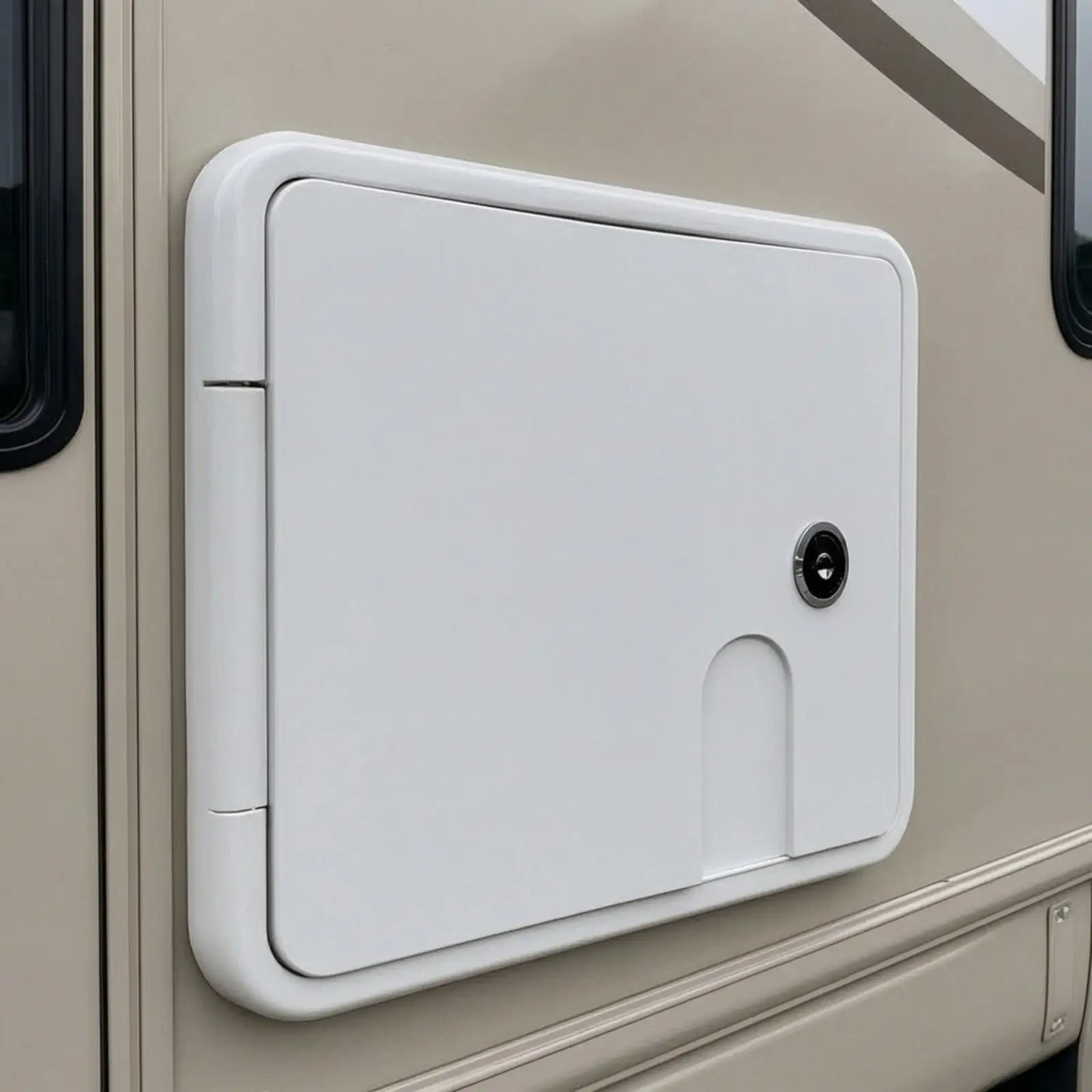 Waterproof Style Cable Access Door Cover for Marine RV Panel with Flat Hinge and Snap Bolt Secure Closure