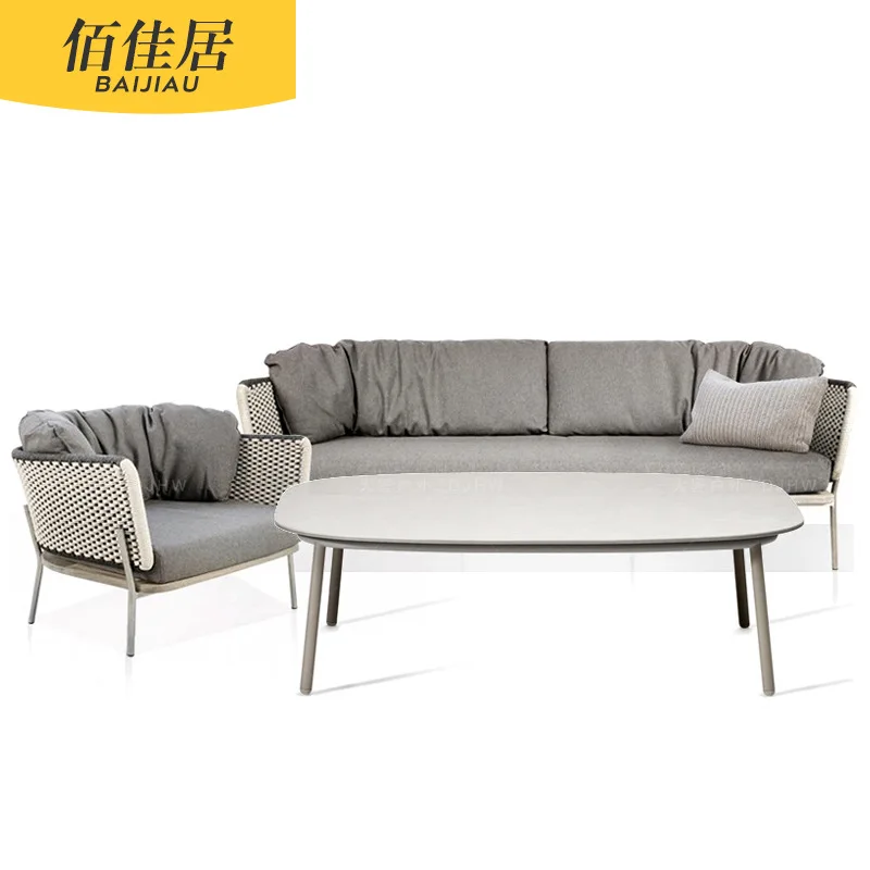 Nordic outdoor rattan sofa coffee table creative garden balcony sales department soft courtyard open-air rattan table and chair