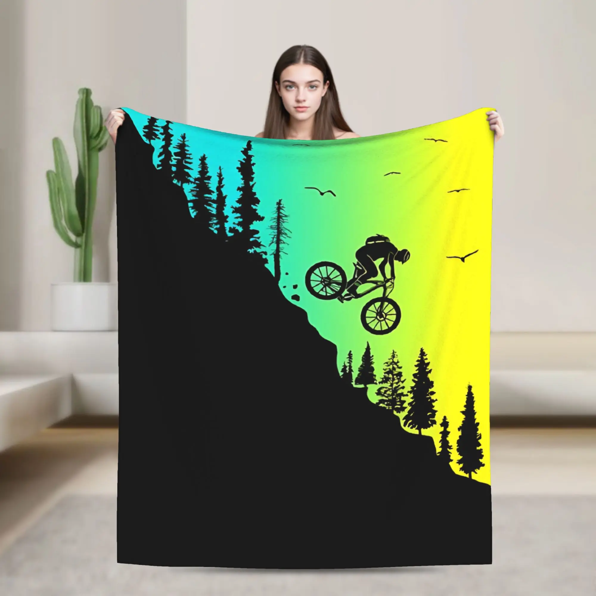 Super Warm Blanket Cycling On The Mountain Bike Throw Blanket  Mtb Bike Track Flannel Bedspread For Couch Chair Sofa Bed Cover