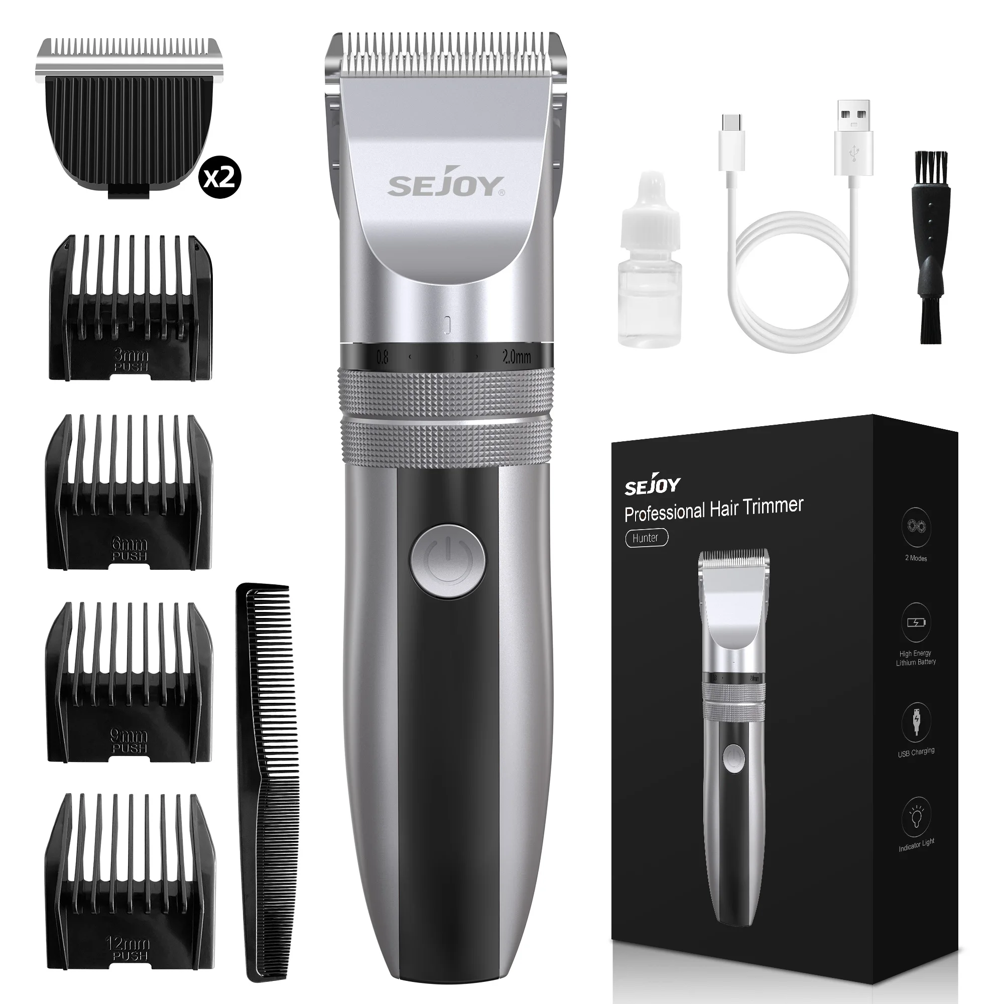 Sejoy Electric Hair Clipper for Men Professional Hair Cutting Machine Rechargeable Shaver Trimmer Barber Technical Beard Trimmer