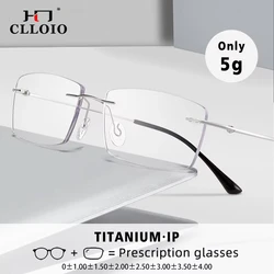 CLLOIO Ultralight Pure Titanium Rimless Prescription Glasses Men Anti Blue Ray Reading Glasses MR-8 Customized Optical Eyewear
