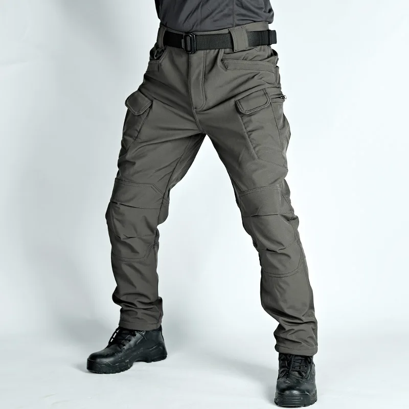 Tactical Soft shell Camouflage Joggers Fleece Outdoor Ripstop Cargo Pants Working Clothing Hiking Trousers Men\'s Streetwear