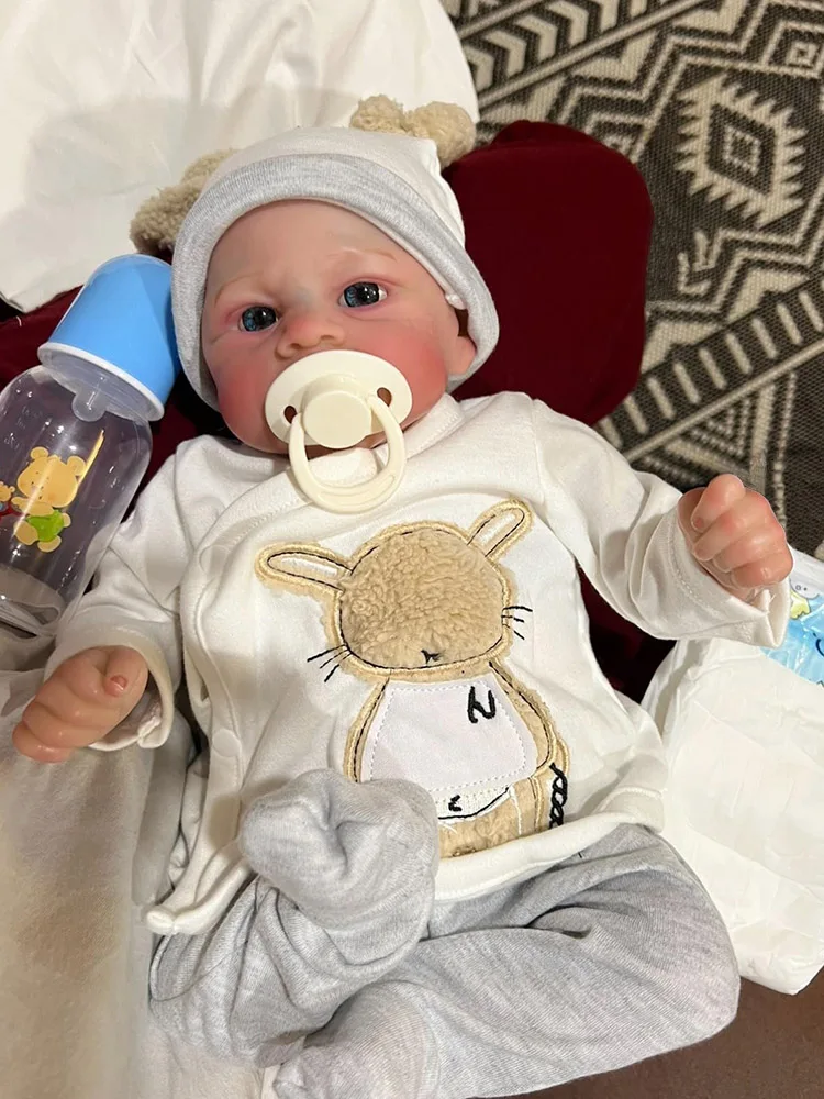 Muñecas realistas de bebé Reborn, 45cm, vinilo de silicona realista, cuerpo de tela suave, muñecas recién nacidas terminadas pintadas reales, juguete para niños pequeños