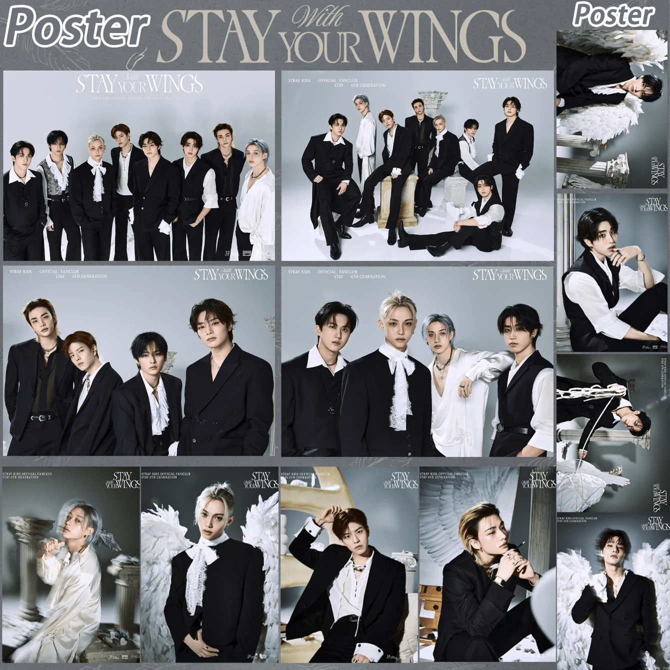 

Stray Kids "With STAY Your Wings" Angel Concept Self-Adhesive Poster, PVC A4 Size K-Pop Group Wall Print, STAY Fan Merch Gift