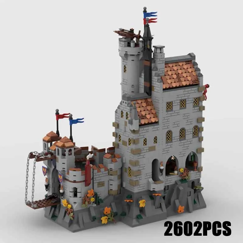 Fortezza medievale modello Moc Building Bricks Dragon slayers Castle Technology blocchi modulari regalo giocattolo di natale Set fai da te assemblaggio