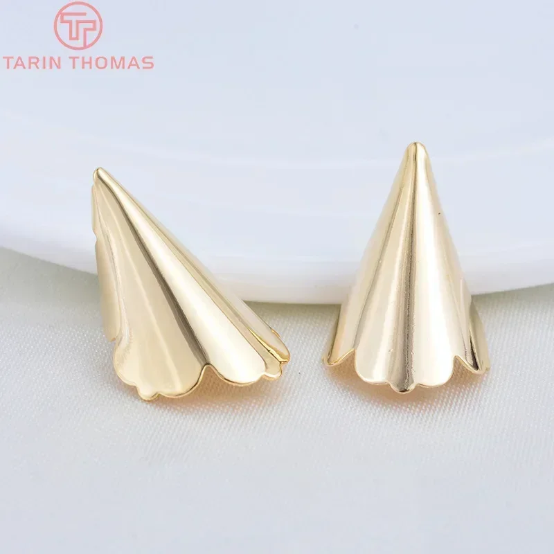 (3698)12PCS 18x11MM 24K Gold Color Brass Smooth Funnel Bead Caps High Quality Diy Jewelry Findings Accessories