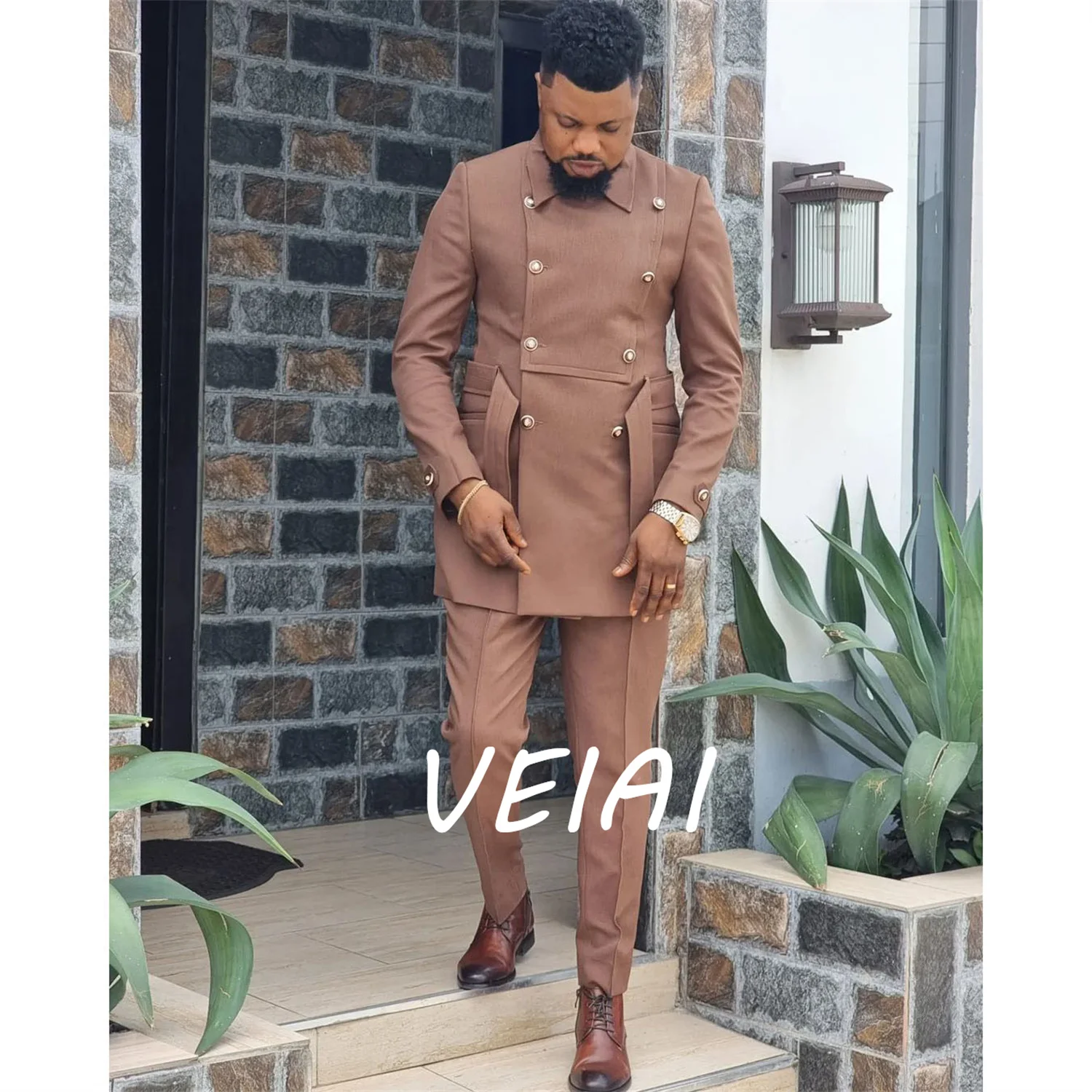 

Индивидуальный африканский мужской костюмerno, пиджак с лацканами-стойкой, двубортный повседневный костюм, куртка из двух предметов, брюки, Terno, костюм Homme Mas