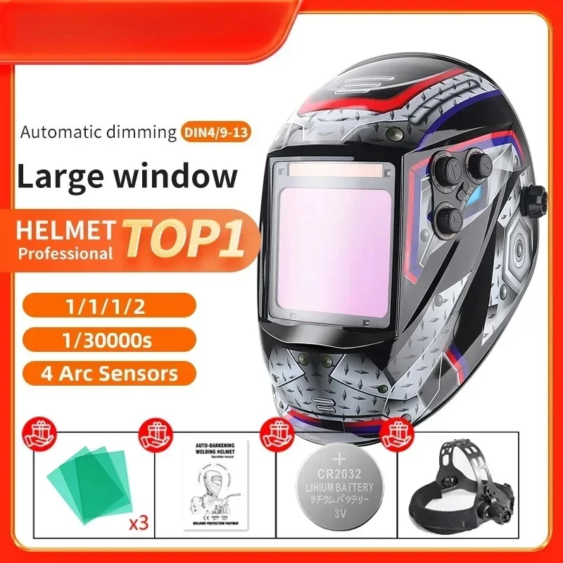 

1112 Welding Helmet Automatically Darkening Soldering Welder Mask True Color Welder Cap 4 Arc Sensor for TIG MIG MMA goggles