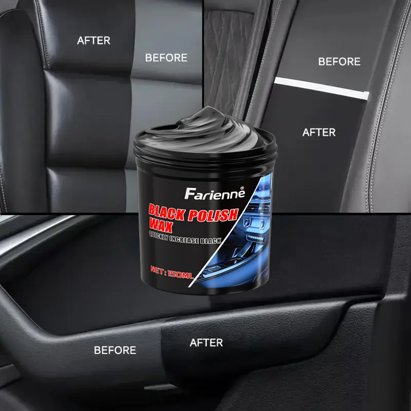 150ml Car Black Polish Wax Plastic & Leather Restorer For Dashboard Tire Leather Scratch Repair With Sponge - view 6