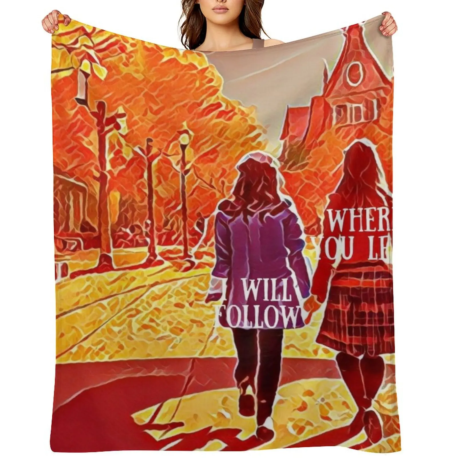

Where You Lead I Will Follow - The Girls Walking in Autumn - Gilmore Throw Blanket manga Travel Luxury Blankets