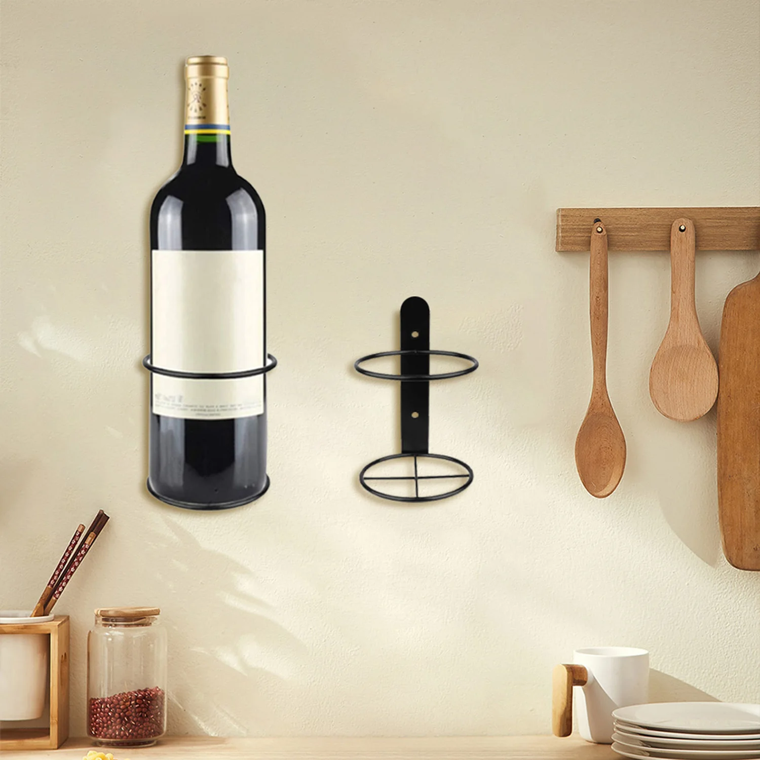 Metal Iron Wine Bottle Display Rack Wall Mounted Metal Hanging Wine Rack Organizer for Home Kitchen Bar