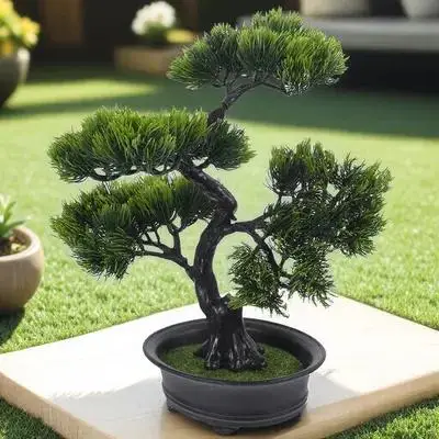 

Искусственное сосновое дерево бонсай в пластиковом горшке, реалистичное искусственное растение, декор для дома и офиса, маленькое бонсай для полки.