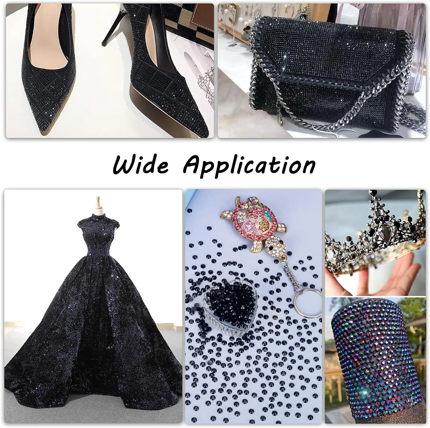 Schwarze flache Harz-Jelly-Strass-Steine 2mm 3mm 4mm 5mm 6mm – Kunstperlen für Bastelarbeiten, DIY-Nagelkunst und Charms-Zubehör – Detail 5