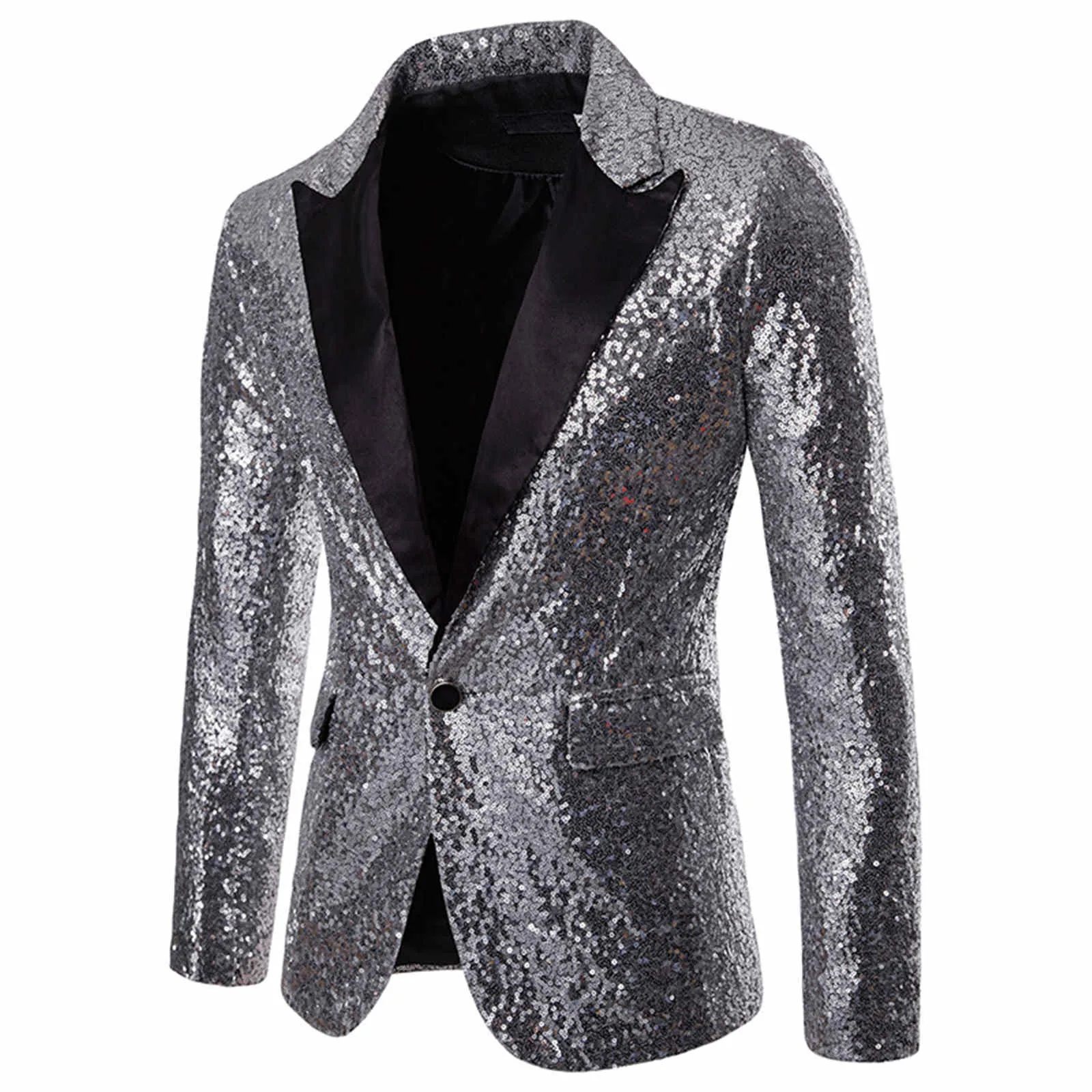 Shiny Gold Sequin Glitter Embellished Blazer Jacket Men Nightclub Prom Suit Blazer Men Costume Homme Stage Clothes For Singers