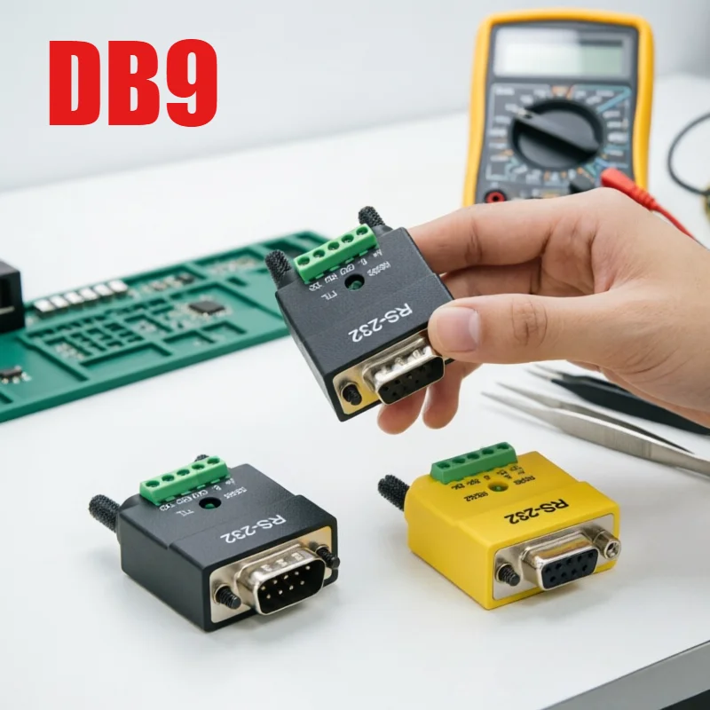 Industrial Grade DB9 Serial Converter RS232 To RS485 RS422 Adapter 9P to 5-position Terminal Block Male Female Two-in-one Module