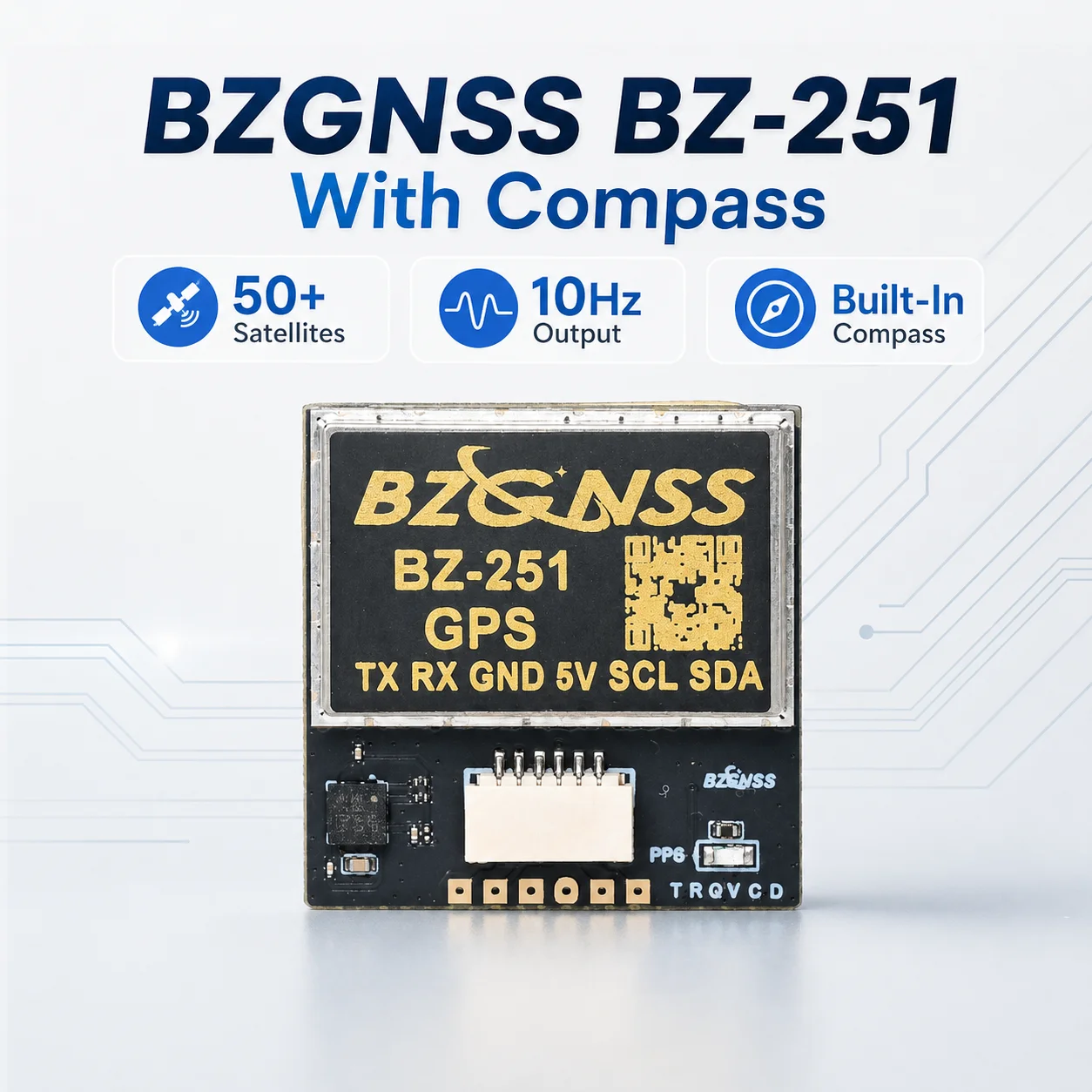 BZGNSS BZ-251 GPS With Compass 50+ Satellites 10Hz 5V FPV Navigation Module For Betaflight F405 F722 Long Range Drone Rescue