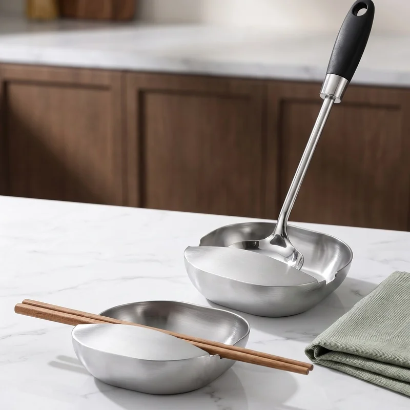 2 One Pack Stainless Steel Spoon and Chopstick Rack Universal for Stoves and Dining Tables Spatula, Ladle, and Tray Rack Multifu