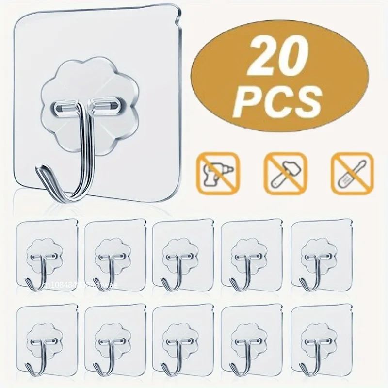 1-20 piezas gancho de baño ganchos de pared transparentes perchas autoadhesivas colgadores de pared para puerta ganchos para bolsa de llaves accesorios de baño de cocina