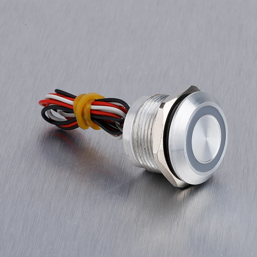 ABILKEEN 19MM Beveled Round Head 1NO Electric Piezo Switch Self-Latching/Momentary with LED Ring Illuminate