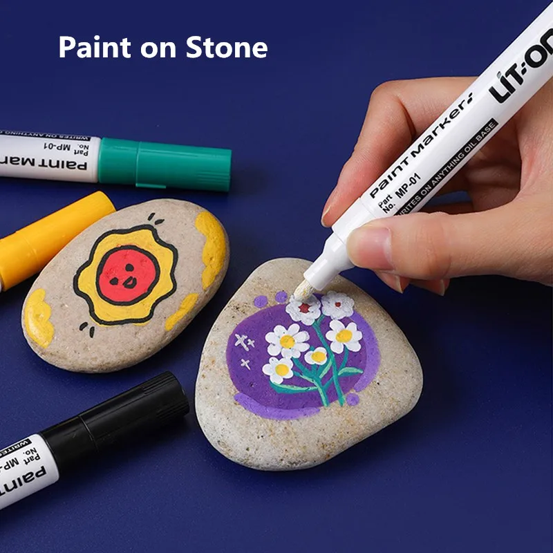 12 Colors Paint Pen Car Tire Stone CD Glass Drawing Waterproof Permanent Fast Dry Marker School Office Supply Student Stationery