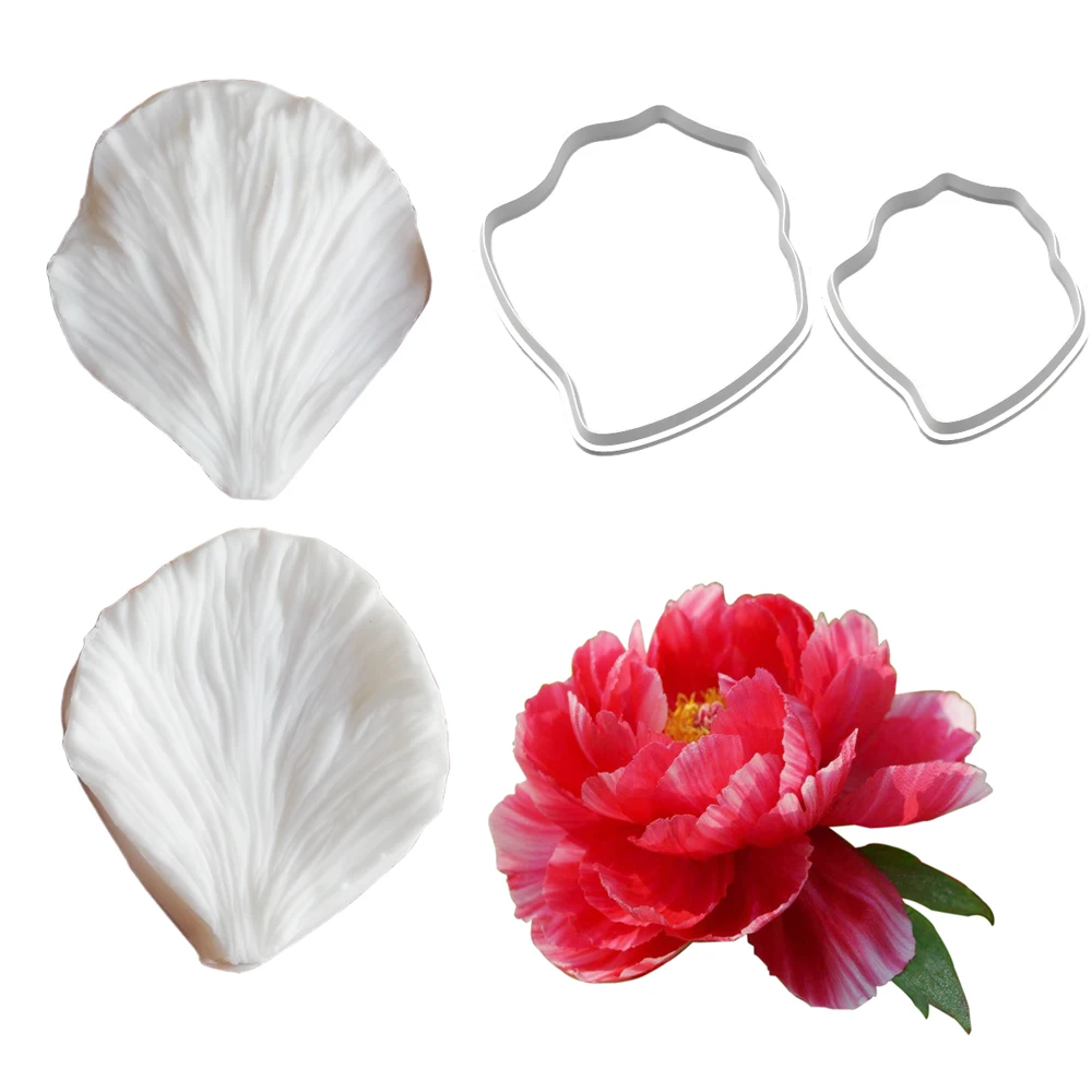 LargePeony Silicone Mold&Cutters Art Craft Claypolymer Wax Candle Flower Cold Porcelain Coldceramic Handmade Earring Decor Tools