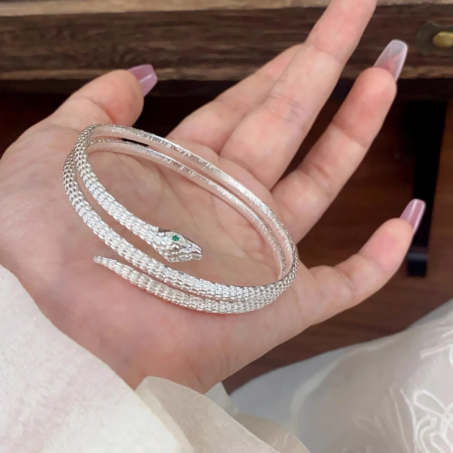 925 Sterling Silver Three-Layer Snake Bracelet Personality Charm Simple Woman Animal Bracelet Birthday Gift Exquisite Jewelry