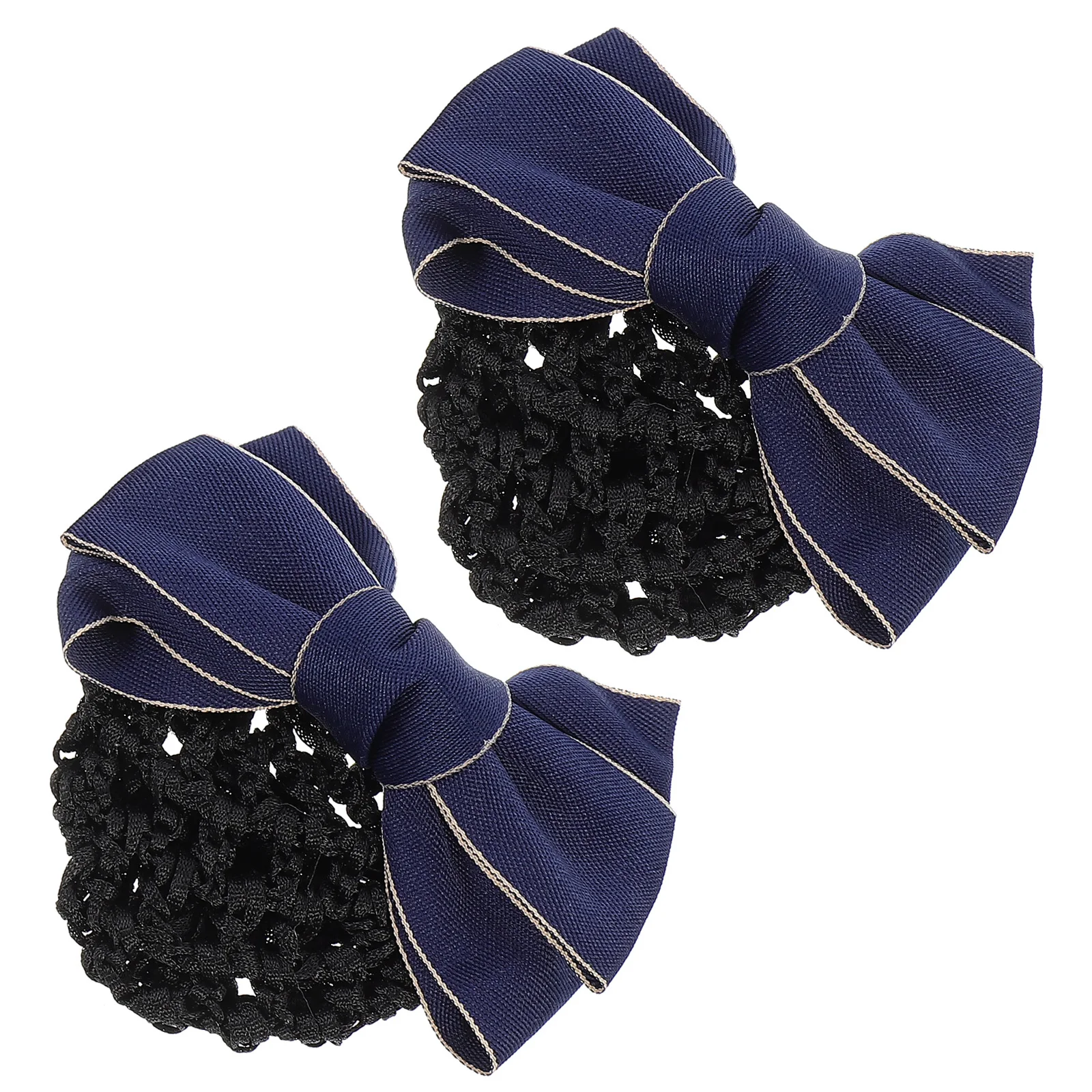 2pcs Women Snood Net Clip Bun Cover Headdress Ribbon Alloy Strong Hold Professional Hair Accessory For Thin Thick Hair Airline