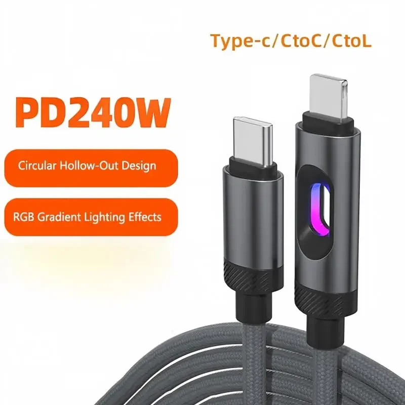 New Dual Type-C PD 240W USB C To C Fast Charging Data Cord Type-C Quick Charging For iPhone 15 16 17 iPad Samsung Xiaomi 2026