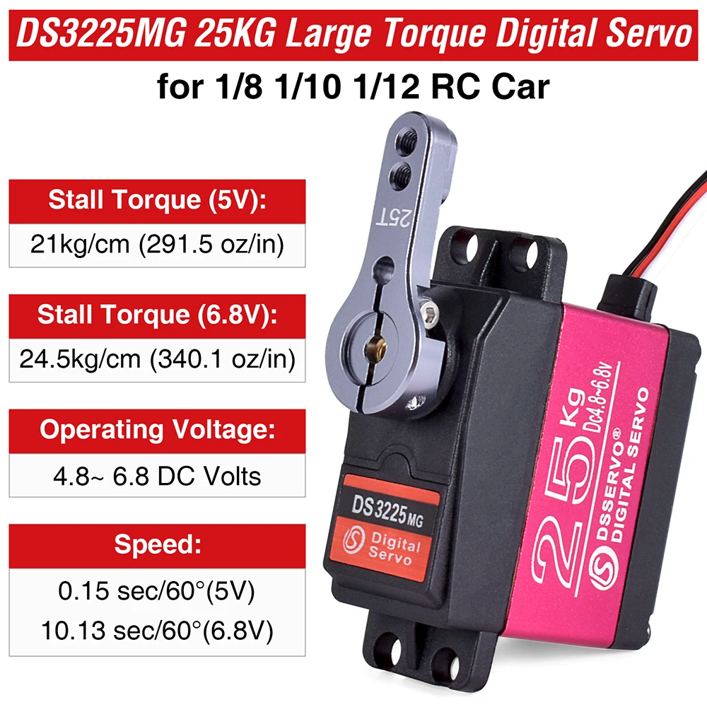 25KG Servo impermeabile RC Servo 1/10 RC sterzo Servo ingranaggio in metallo per 1/8 1/12 RC auto Crawler Buggy Traxxas HSP