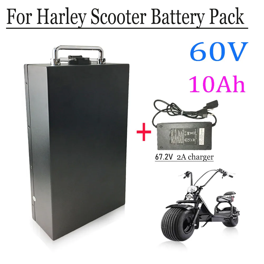 

For Harley 60V 10Ah electric vehicle high capacity waterproof lithium battery, two wheeled foldable electric scooter battery