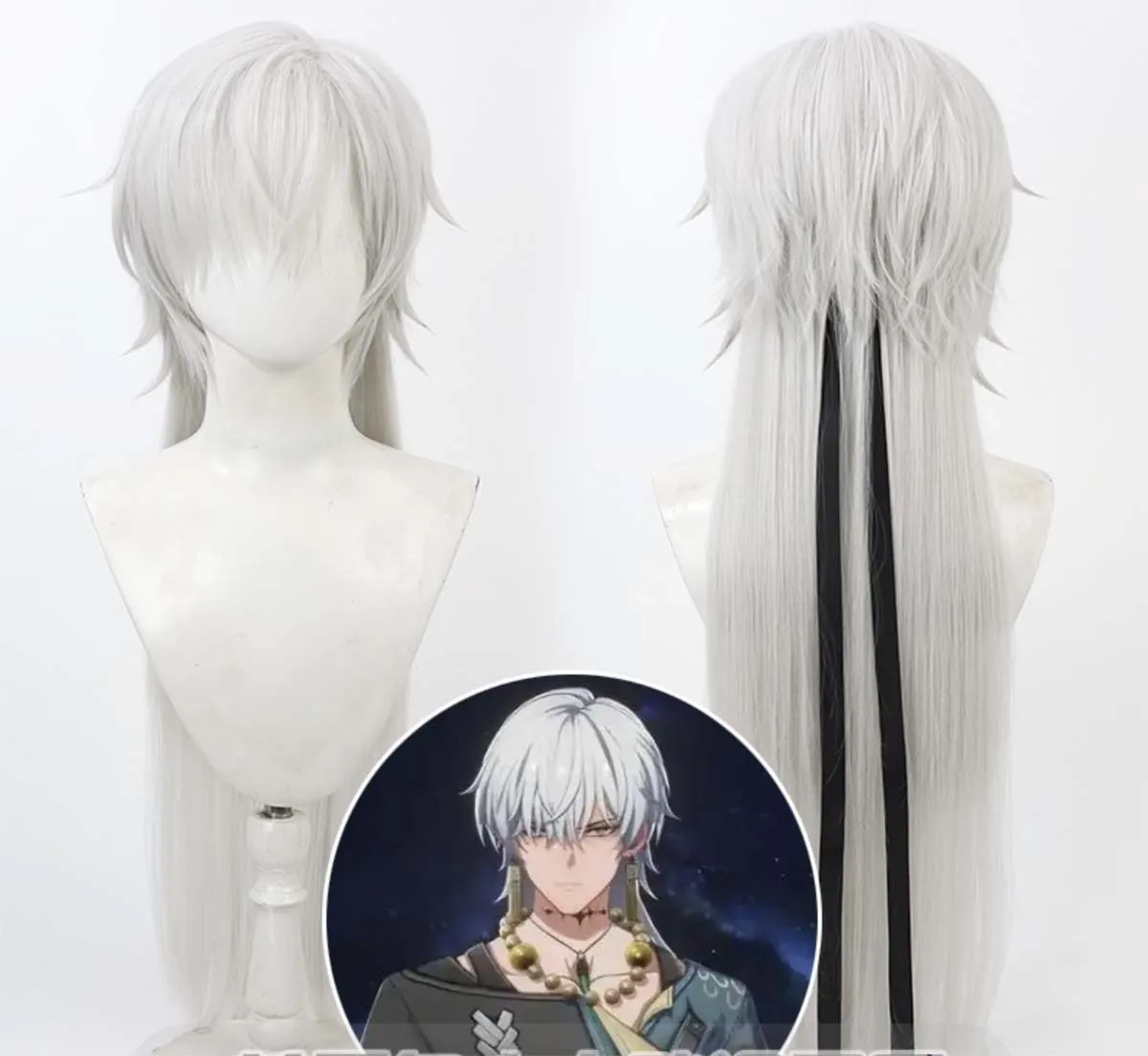 Gioco di ruolo di Halloween da uomo Gioco Wuthering Waves Cos Geshu Lin Cosplay Parrucca bianca per capelli lunghi