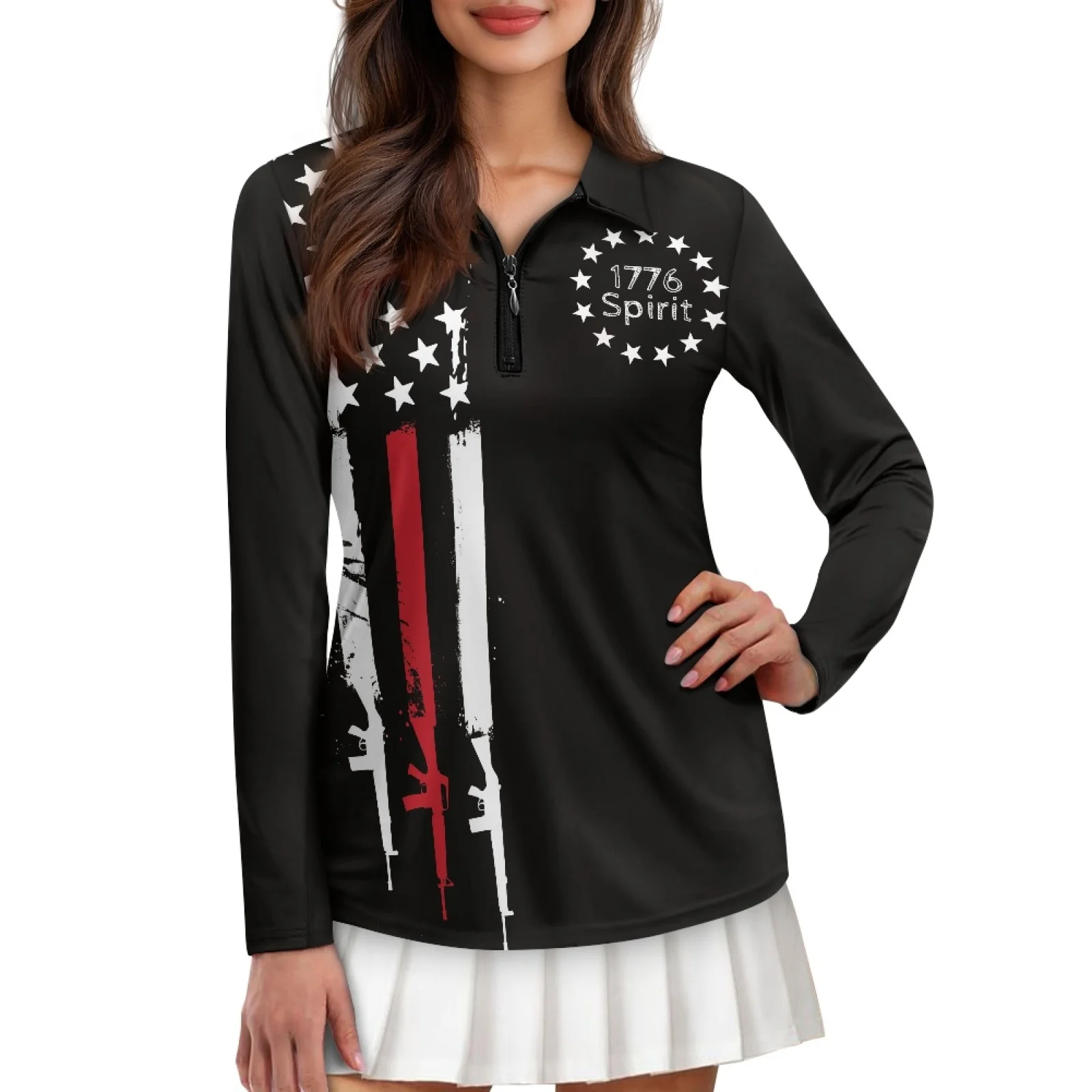 PENSTROLL US Flag Womens Comfortable Polo Shirts Quick Dry Athletic Sport Tops for Outdoor