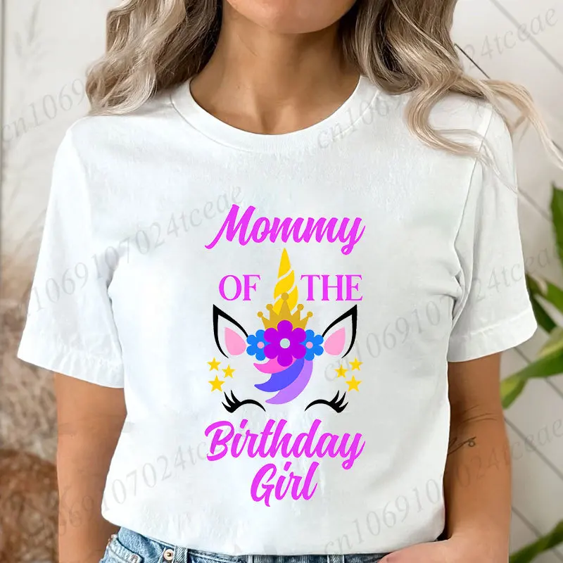 Birthday Girl Family Matching Party Tees, Unicorn Graphic T-Shirts for Mom, Dad & Kids, Unicorn Designs for Family Celebration