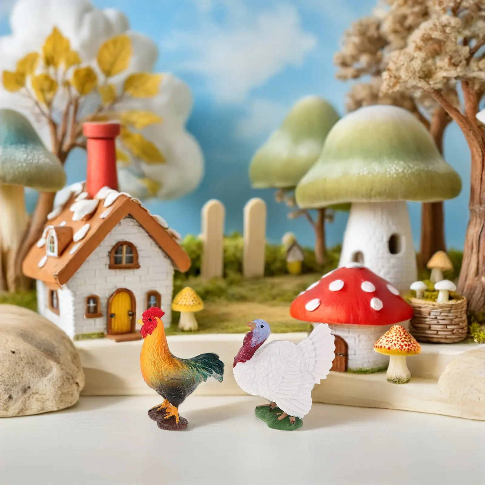 

8Pcs Realistic Farm Animal Figures Chickens Ducks Geese Mini Plastic Poultry Statues for Kids Learning Home Decor Garden Scene